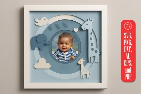 3D Baby Birthday Shadow Box SVG Cut File