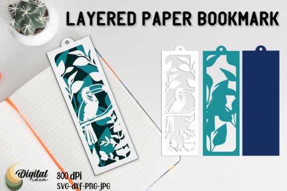 3D Bookmark SVG. Layered Paper Bookmark for Laser Cutting and Birthday Campaigns