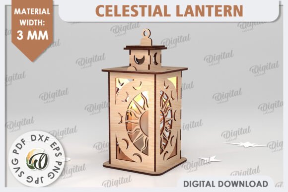 3D Celestial Lantern Laser Cut Design for Stands