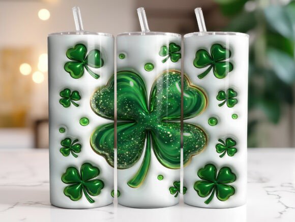 3D Clover St Patrick s Day Tumbler Wrap Graphics and Tumbler Wraps