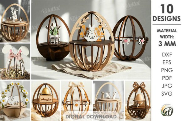 3D Easter Egg Stands Bundle Laser Cut