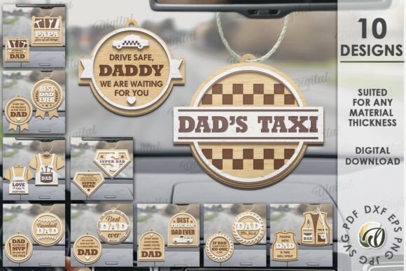 3D Father s Day Car Charms Bundle: Laser Cutting and Father S Day Design Asset Review