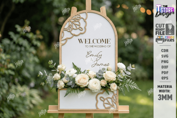 3D Floral Wedding Welcome Sign Laser Cut