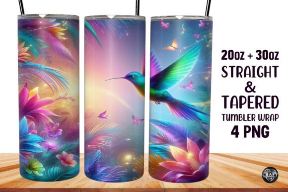 3D Hummingbird Tumbler Sublimation Wrap Graphics