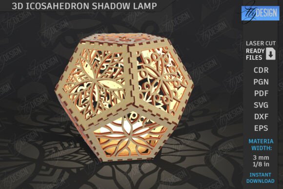 3D Icosahedron Lantern Laser Cut Lamp