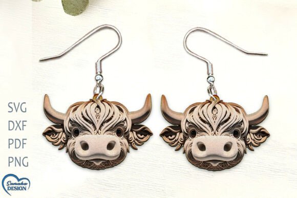 3D Illusion Highland Cow for Engraving: Laser Cutting Earrings Review