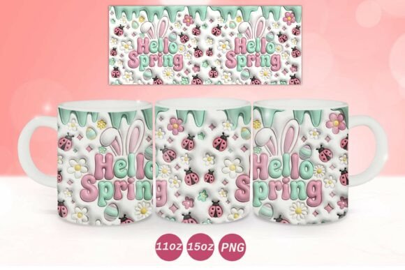 3D Inflated Playful Easter Mug Wrap Png Graphics and Crafts Review