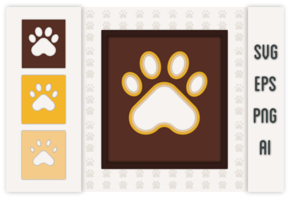 3D Layered Dog Paw: 3D SVG for Shadow Boxes