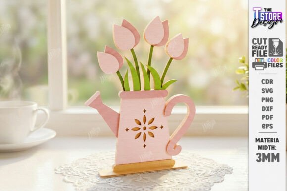 3d Layered Spring Flower Decor Laser Cut Stands