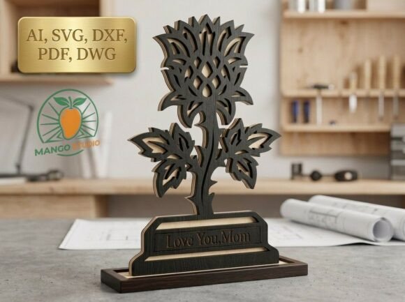 3D Layered Thistle Flower Laser Cut File for Mother S Day
