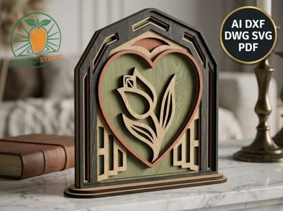 3D Layered Tulip Heart Arch - 3mm SVG Laser Cutting Mother S Day