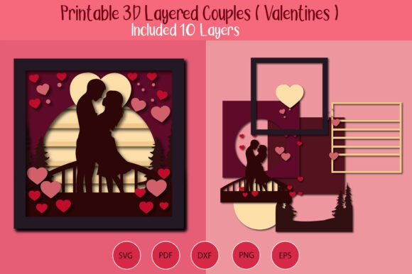 3D Layered Valentines Lovely Couples 3D SVG for Valentine S Day
