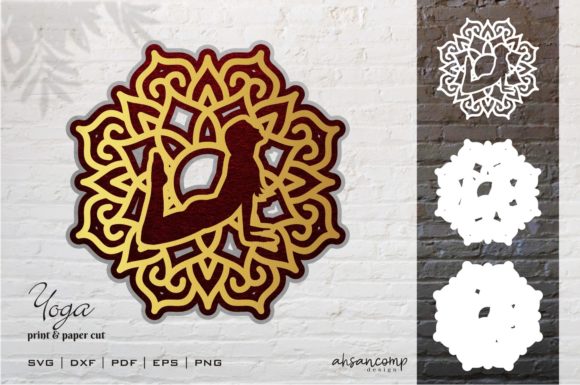 3D Layered Yoga Cut File Vector for Laser Cutting and Signs