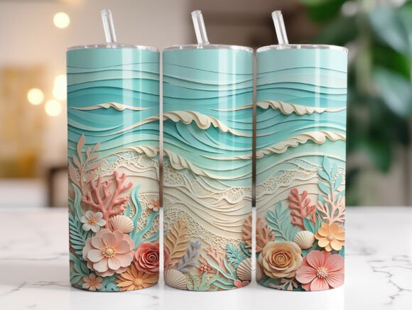 3D Ocean Waves Floral Beach Tumbler Wrap Graphics Review