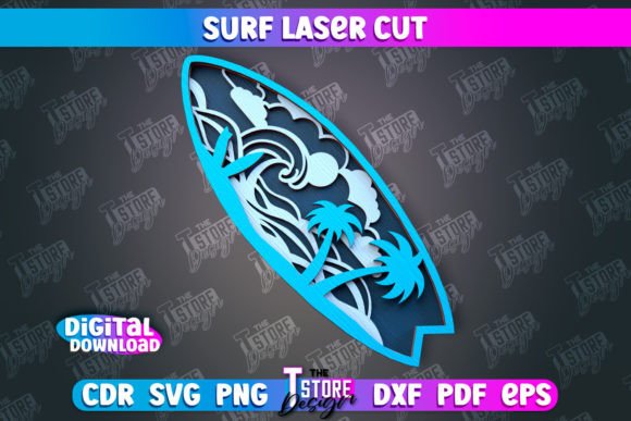 3D Surf Laser Cut Wooden Surfboards for Ornaments