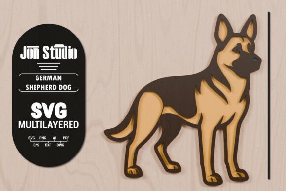 3D SVG German Shepherd Multilayered Graphics for Crafts