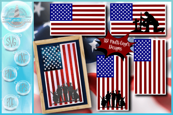 3D USA Flag SVG - Multi Layered Design for Graphics and Crafts