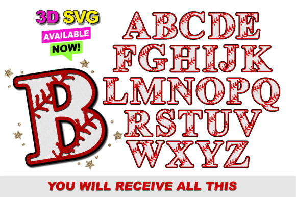 Alphabet 3D SVG Baseball: Laser Cutting Signs for Crafters