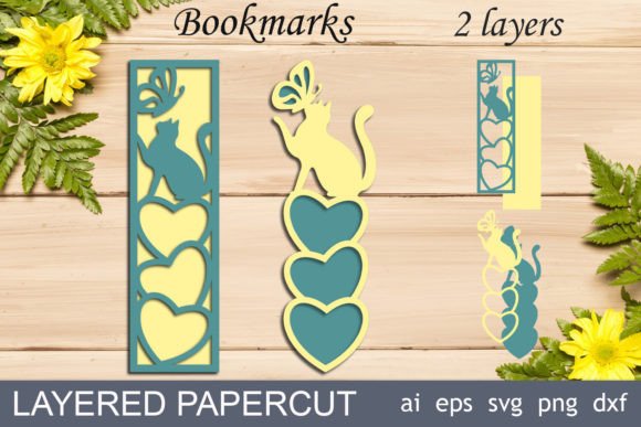 Cat Bookmarks Svg, 3d Layered Bookmark for Laser Cutting and Other Home Decor
