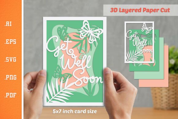 Get Well Soon - 3D Layered Paper Cut SVG Graphics