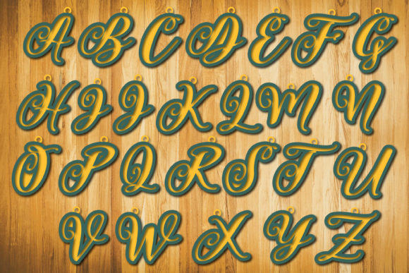 Hand Lettered a-Z Keychain 3d SVG Bundle for Laser Cutting and Keychains