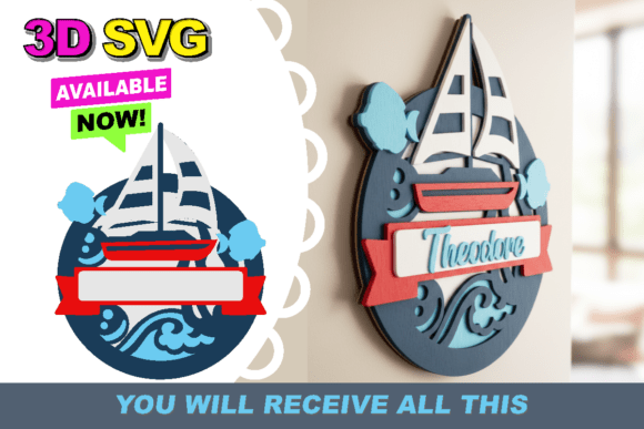 Nautical Baby Name Sign 3D SVG