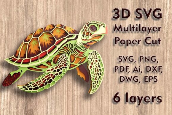 Sea Turtle 3D SVG Multilayer PaperCut